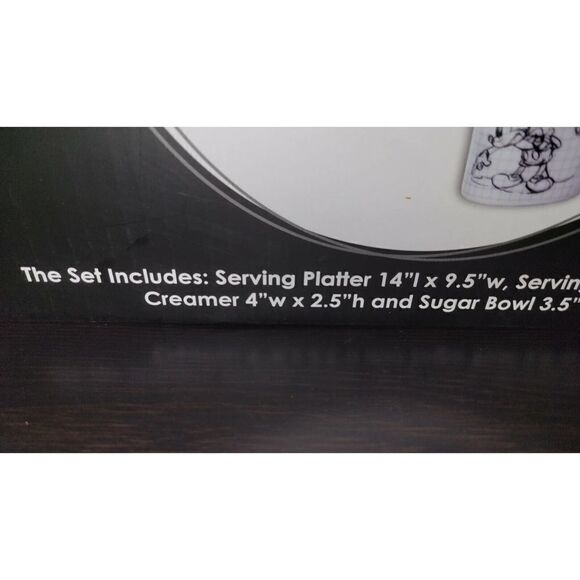 Disney Mickey Mouse Sketchbook 4 Piece Serving Set Platter Bowl Creamer Sugar - Picture 4 of 5